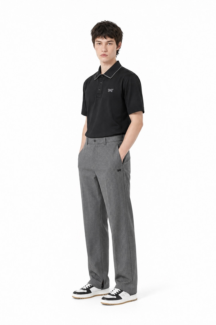 MEN ONE POINT COLLAR SHORT SLEEVE PKFPM220221 BLACK 상품 이미지 1