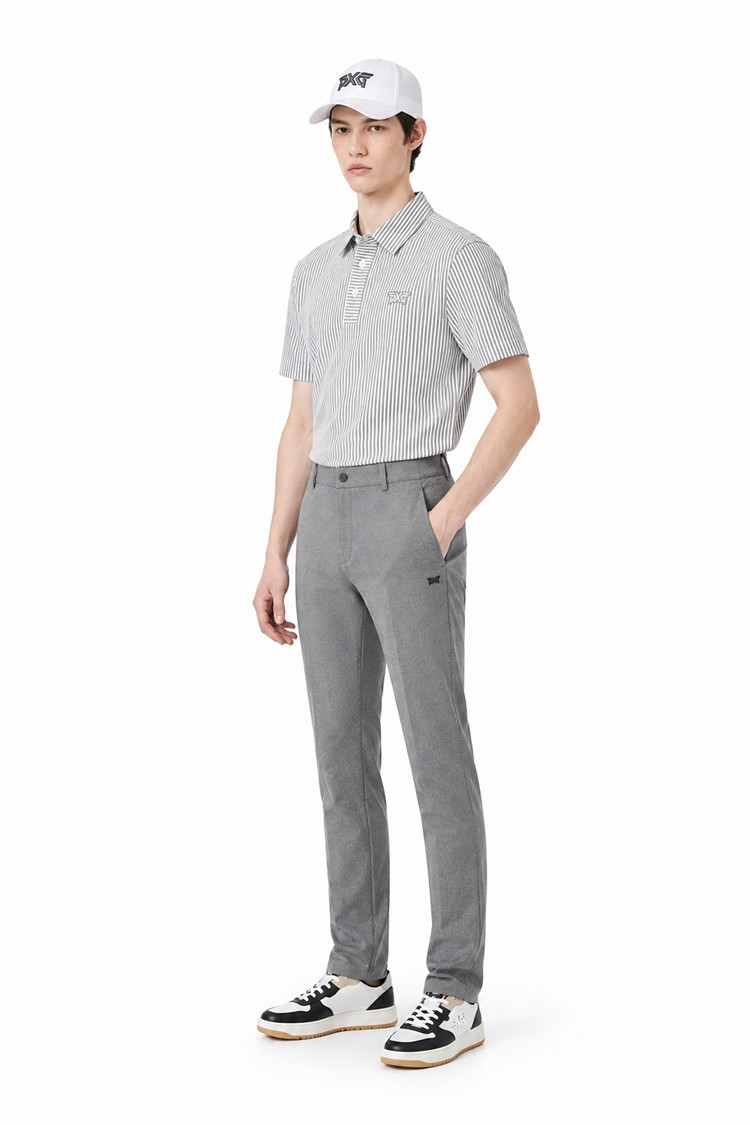 MEN STRIPE PATTERN COLLAR SHORT SLEEVE PKFPM220311 L/GREY 상품 이미지 1