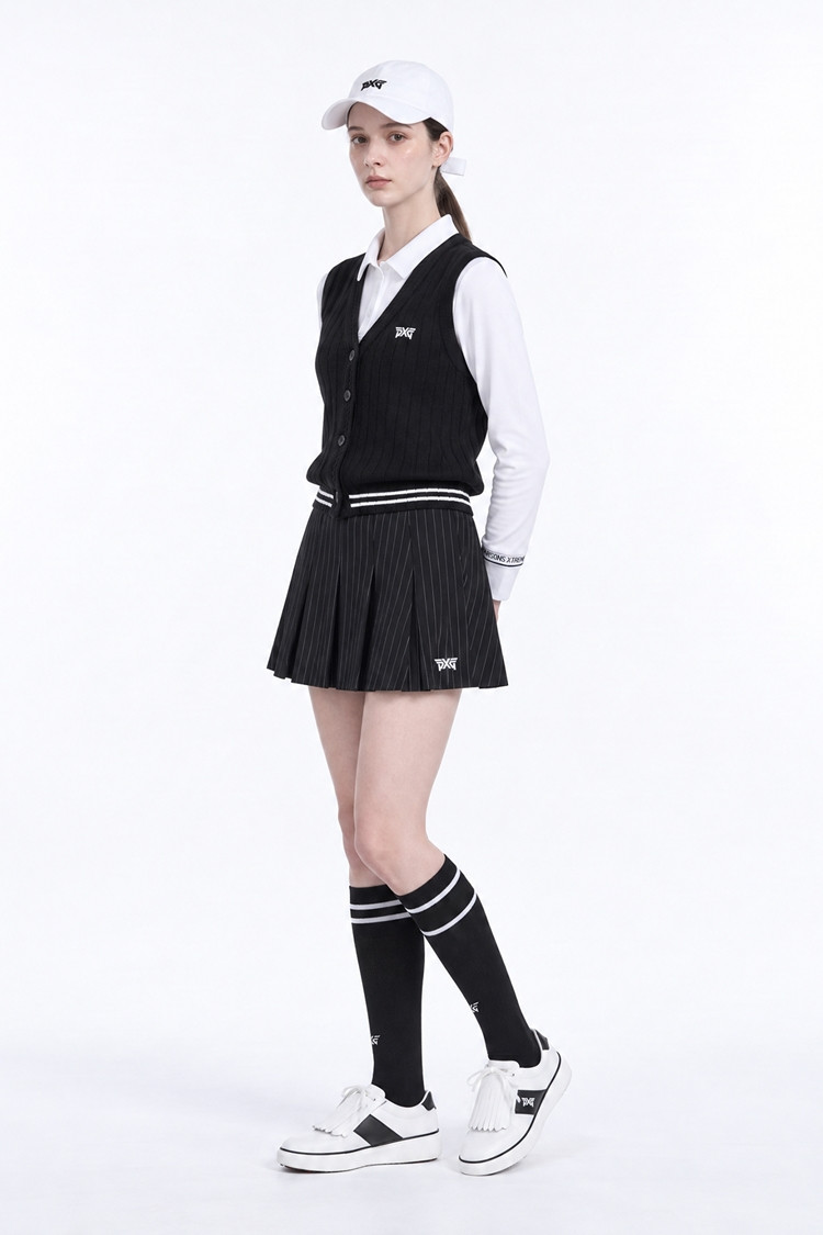 WOMEN OPEN FRONT KNIT VEST PKFPW420221 BLACK 상품 이미지 1