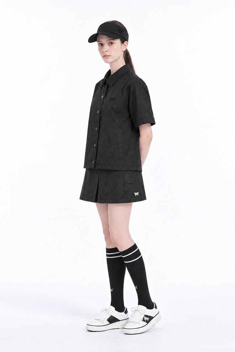 WOMEN DAMASCUS JQD SHORT-SLEEVE JACKET PKFPW610621 BLACK 상품 이미지 1