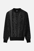 MEN DAMASCUS ROUND NECK SWEATER PKFCM410621 BLACK 상품 이미지