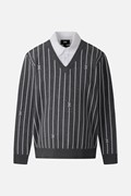 MEN STRIPE PATTERN COLLAR-LAYERED SWEATER PKFPM410512 M/GREY 상품 이미지