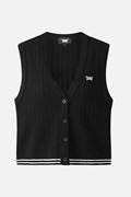 WOMEN OPEN FRONT KNIT VEST PKFPW420221 BLACK 상품 이미지