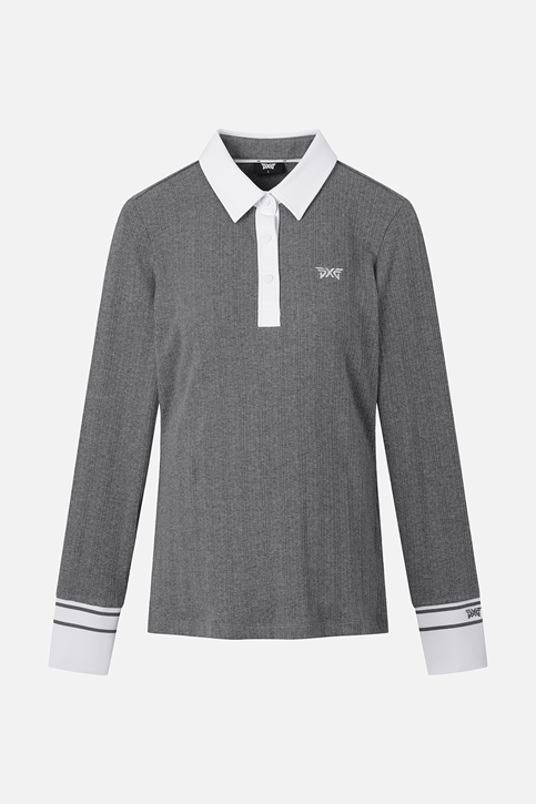 WOMEN TEXTURED COLLAR LONG-SLEEVE