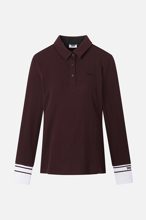 WOMEN TEXTURED COLLAR LONG-SLEEVE