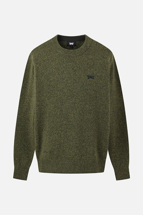 MEN TWO-TONE TEXTURED ROUND NECK SWEATER
