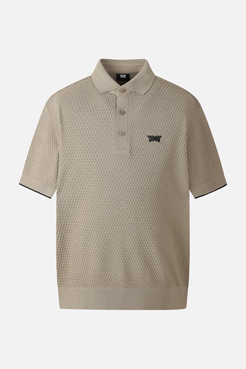 MEN TEXTURED SHORT-SLEEVED SWEATER