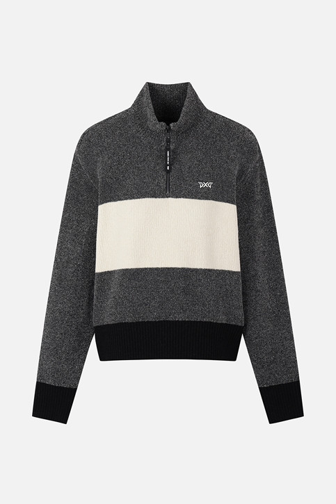 WOMEN HALF-ZIP HIGH-NECK SWEATER PKFPW411221 BLACK 상품 이미지 1