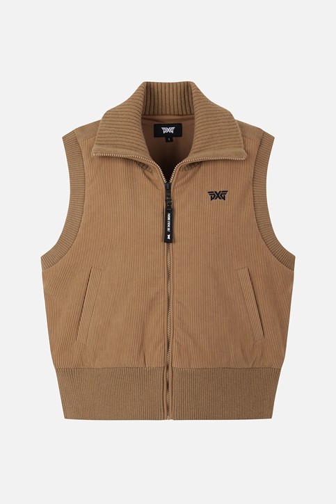 WOMEN WOVEN HYBRID KNIT VEST PKFPW421105 BEIGE 상품 이미지 1