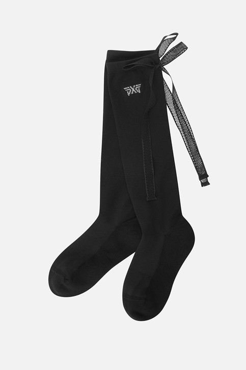 WOMEN RIBBON KNEE SOCKS PKFPW880921 BLACK 상품 이미지 1