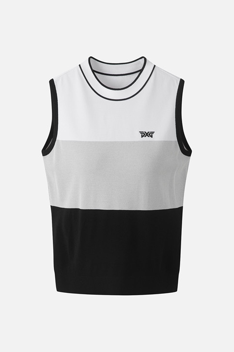 WOMEN COLOR BLOCK KNIT SLEEVELESS
