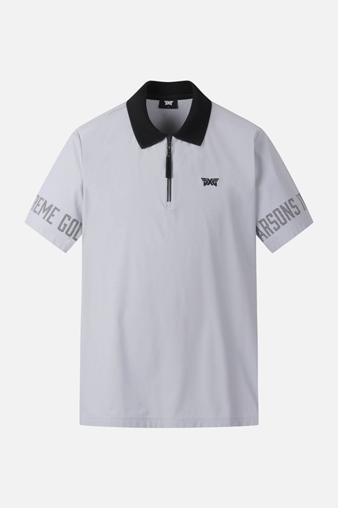 MEN LETTERING LOGO POINT COLLAR SHORT SLEEVE