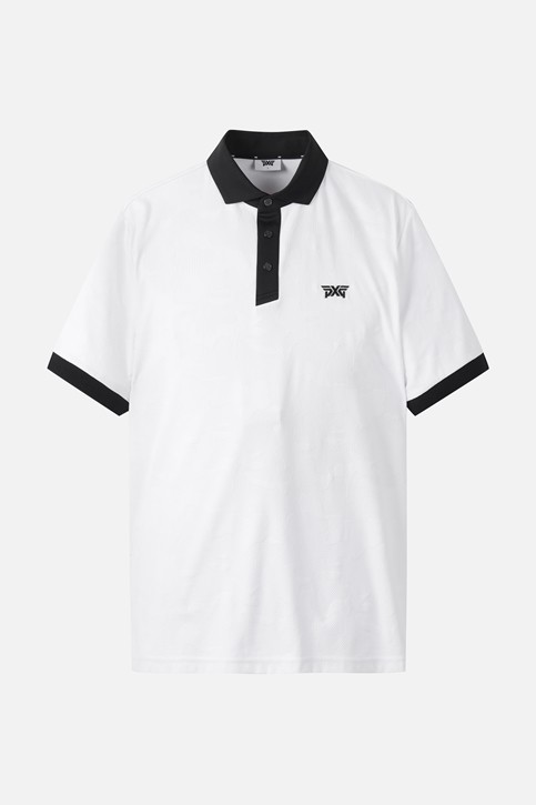 MEN MESH JACQUARD COLLAR SHORT SLEEVE