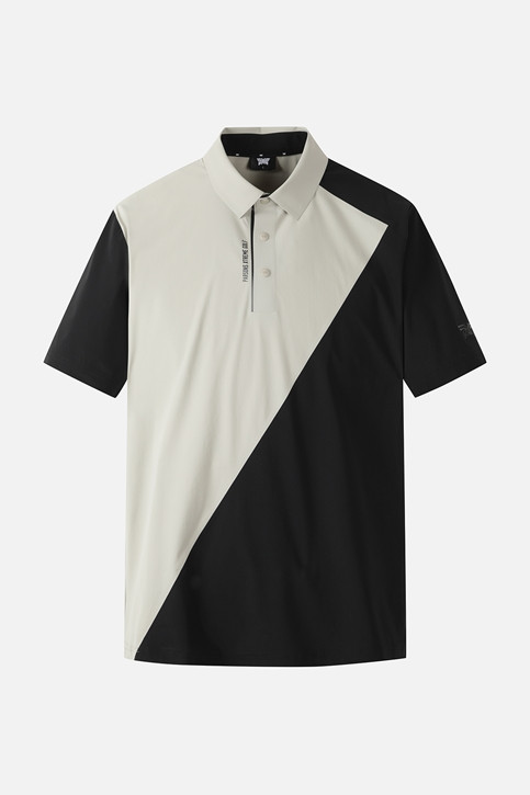 MEN COLOR BLOCKED COLLAR SHORT SLEEVE