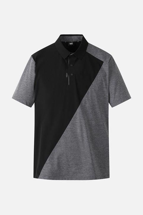 MEN COLOR BLOCKED COLLAR SHORT SLEEVE