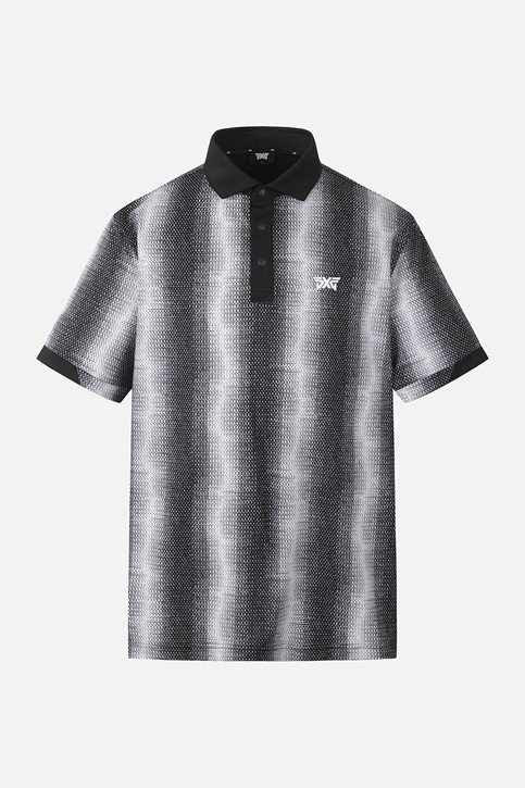MEN STRIPE PATTERN COLLAR SHORT SLEEVE