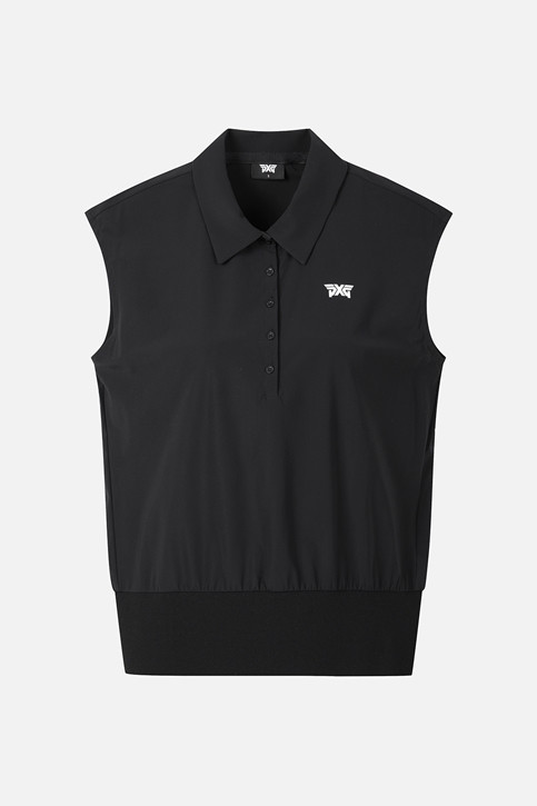 WOMEN COOL WOVEN MIX COLLARED SHORT SLEEVE