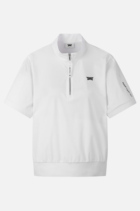 WOMEN PERFORATED ZIP-UP SHORT SLEEVE