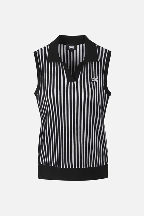 WOMEN COLLARED KNIT SLEEVELESS