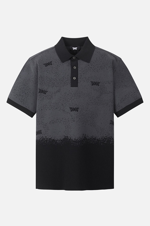 MEN PATTERN SHORT SLEEVE COLLAR SWEATER