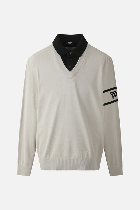 MEN COLLAR LAYERED SWEATER