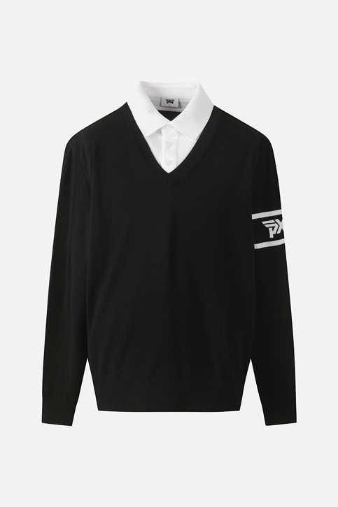 MEN COLLAR LAYERED SWEATER