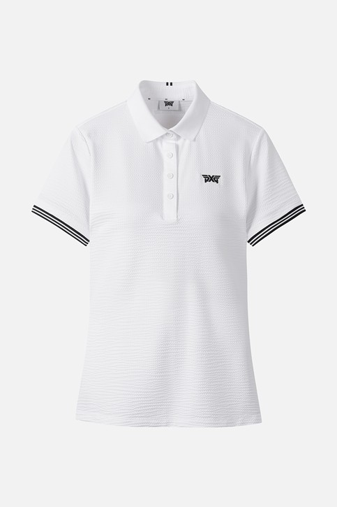 WOMEN NEW TEXTURED COLLAR SHORT SLEEVE