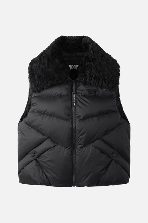 WOMEN BIG COLLAR DOWN VEST PKWCW641321 BLACK 상품 이미지 1