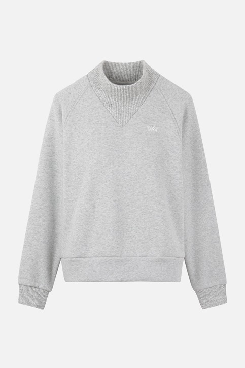 WOMEN KNIT MIX HIGH NECK LONG SLEEVE PKWPW111212 M/GREY 상품 이미지 1