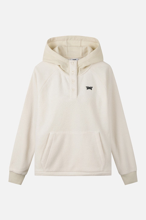 WOMEN KNIT MIX HOOD LONG SLEEVE PKWPW151301 WHITE 상품 이미지 1