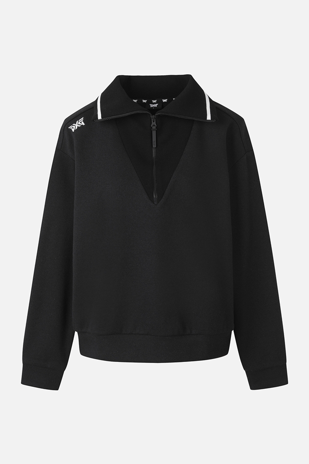 WOMENS HALF ZIP-UP LS T-SHIRT