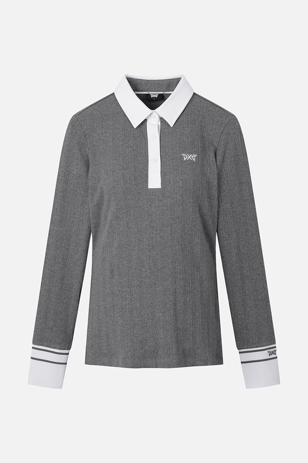 WOMEN TEXTURED COLLAR LONG-SLEEVE