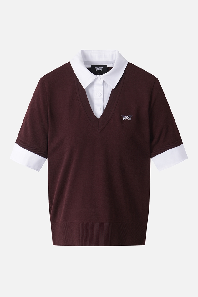 WOMENS COLLARED SHORT SLEEVE KNIT