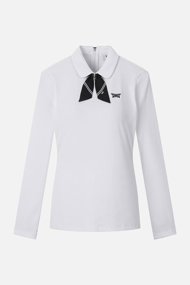 WOMEN SCARF COLLAR LONG-SLEEVE