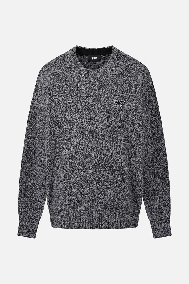 MEN TWO-TONE TEXTURED ROUND NECK SWEATER PKFCM410821 BLACK 상품 이미지 1