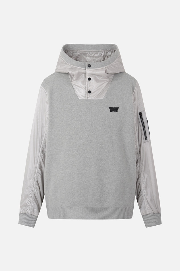 MEN HYBRID HOODED SWEATER PKFPM410911 L/GREY 상품 이미지 1