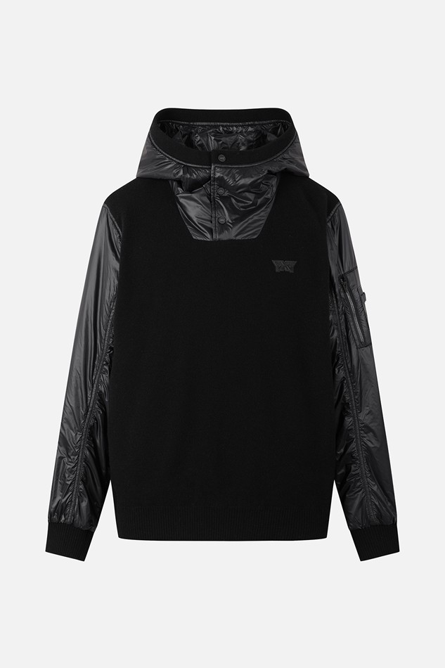 MEN HYBRID HOODED SWEATER PKFPM410921 BLACK 상품 이미지 1