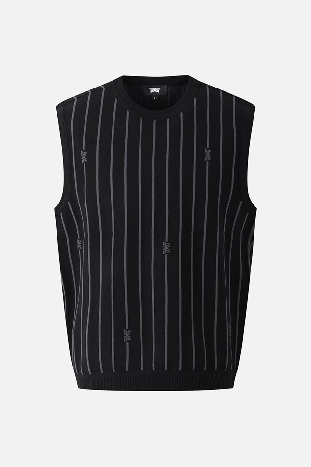 MEN STRIPE PATTERN SWEATER VEST PKFPM420321 BLACK 상품 이미지