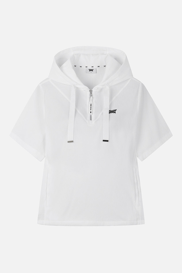 WOMEN TEXTURED HALF-ZIP HOODIE