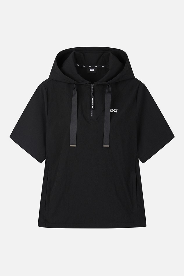 WOMEN TEXTURED HALF-ZIP HOODIE