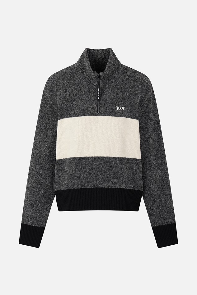 WOMEN HALF-ZIP HIGH-NECK SWEATER PKFPW411221 BLACK 상품 이미지 1