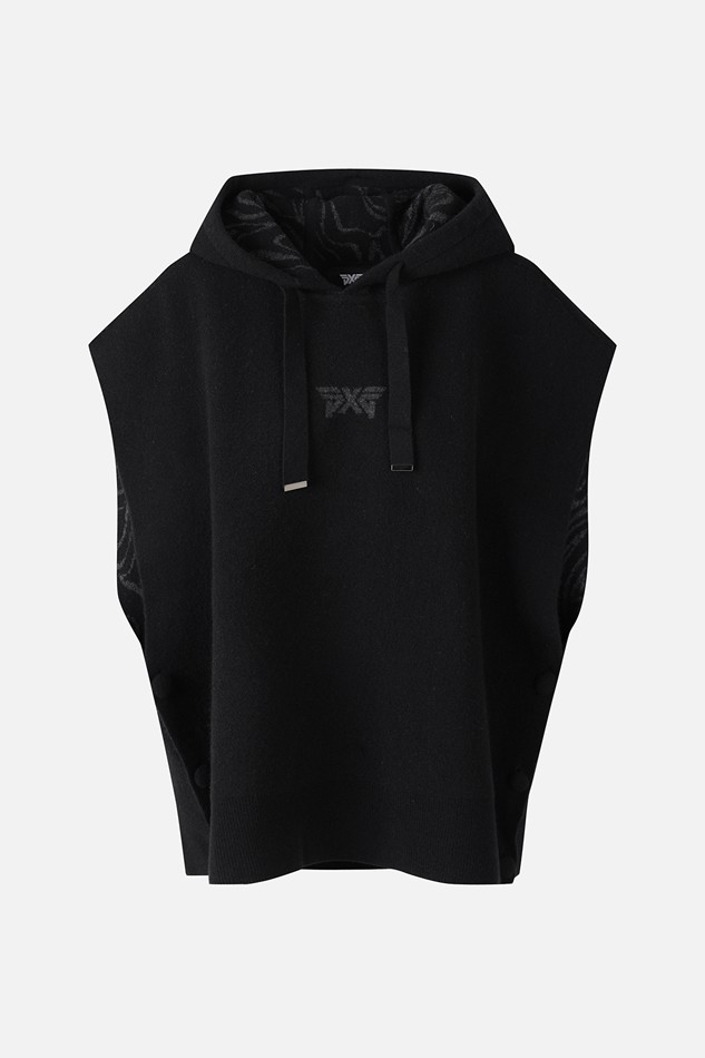 WOMEN HOODED KNIT VEST PKFPW420721 BLACK 상품 이미지
