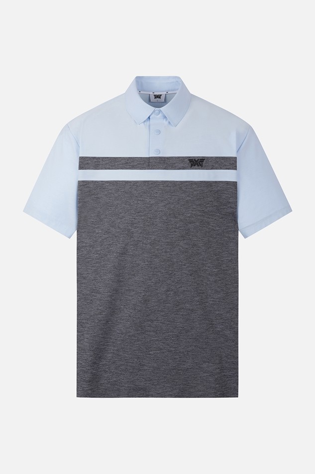MEN COLOR BLOCKED COLLAR SHORT SLEEVE
