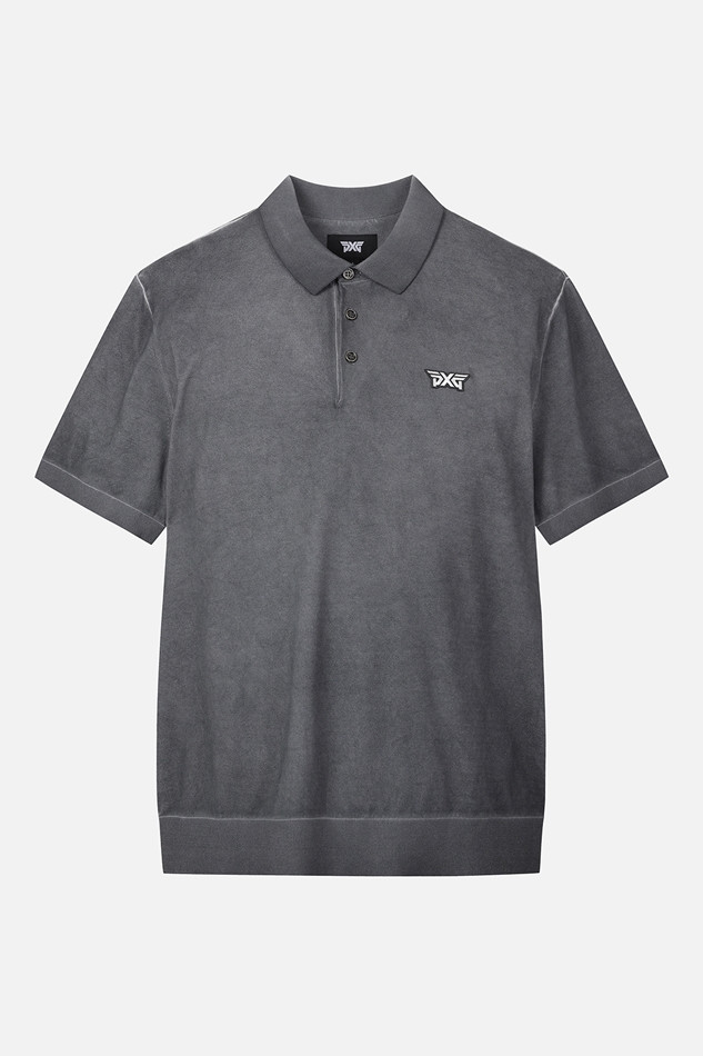 MEN TWO-TONE SHORT SLEEVE COLLAR SWEATER