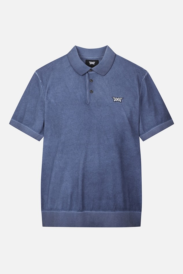 MEN TWO-TONE SHORT SLEEVE COLLAR SWEATER