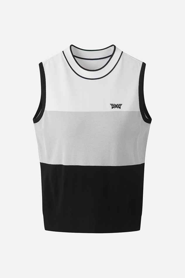 WOMEN COLOR BLOCK KNIT SLEEVELESS