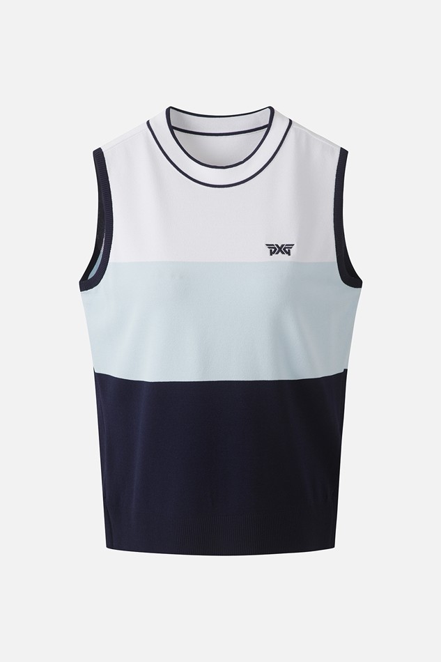 WOMEN COLOR BLOCK KNIT SLEEVELESS