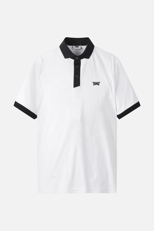 MEN MESH JACQUARD COLLAR SHORT SLEEVE