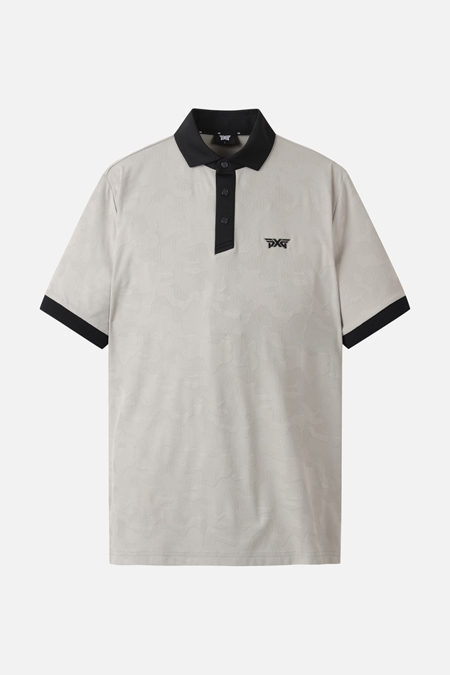 MEN MESH JACQUARD COLLAR SHORT SLEEVE