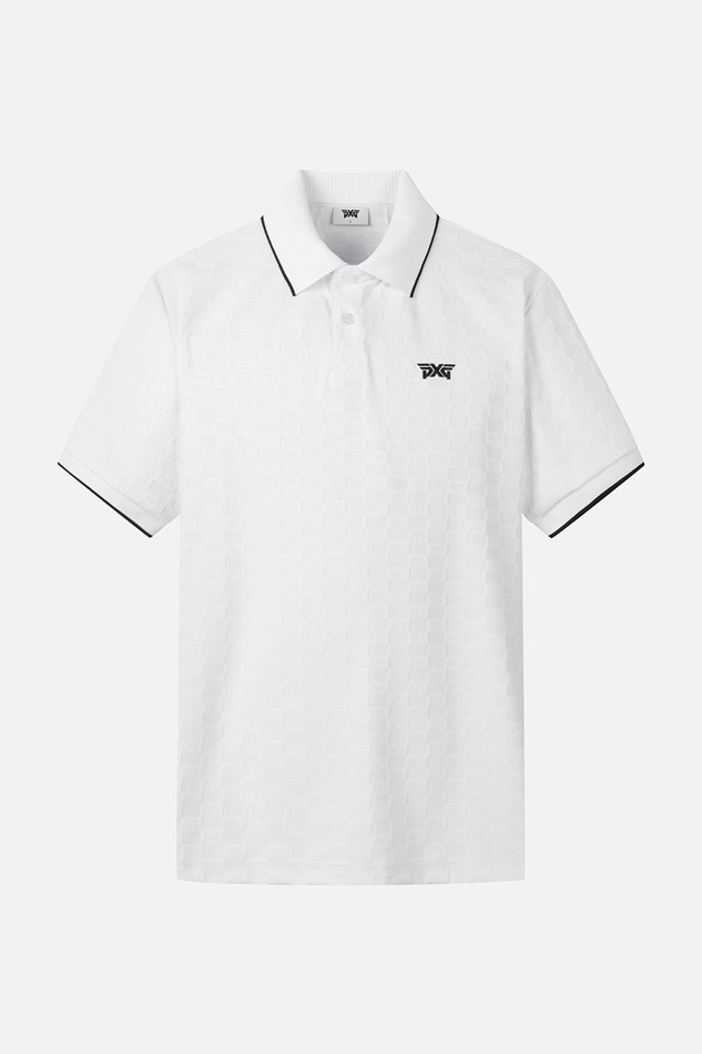 MEN JACQUARD PATTERN COLLAR SHORT SLEEVE